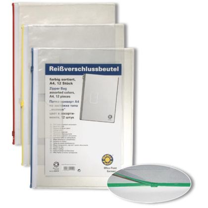 Папка с цветен цип Office Point A4 - прозрачен