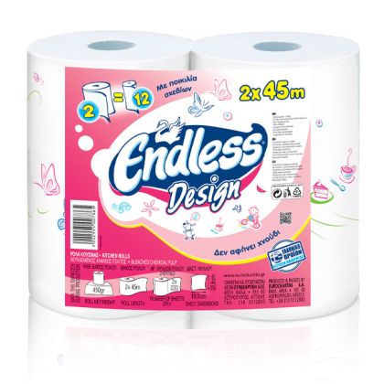 Кухненски ролки Endless - двупластова, 2 бр. бял