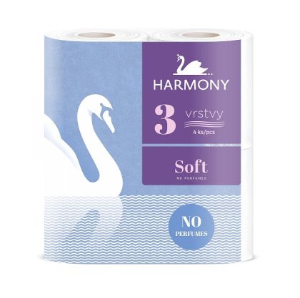 Тоалетна хартия Harmony Soft - трипластова, 4бр.
