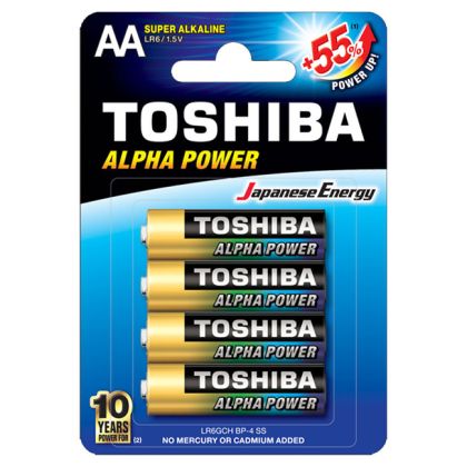 Алкална батерия Toshiba Alpha Power - 1.5V LR6/AA, 4бр.
