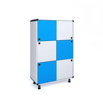 Шкаф Dale - ПДЧ, 6 отделения, сиво и синьо