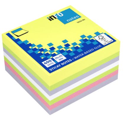 Самозалепващи листчета Info Notes Микс неон -  75х75mm - 400л.