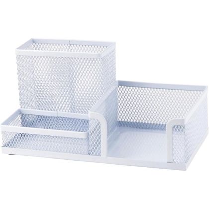 Органайзер за бюро от метална мрежа Axent - бял, сребрист, черен