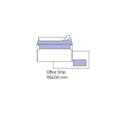 Плик бял DL десен прозорец 110x220mm - стикер по дългата страна - 1000бр.