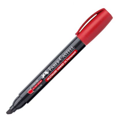 Перманентен маркер Faber-Castell 54 Скосен връх Червен