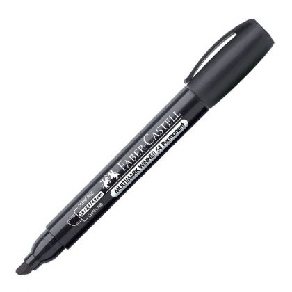 Перманентен маркер Faber-Castell 54 Скосен връх Черен