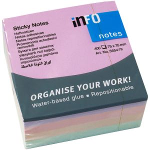 Самозалепващи листчета Info Notes Harmony Пастел -  75х75mm - 400л.
