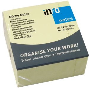 Самозалепващи листчета Info Notes жълт - 75х75mm - 400л.