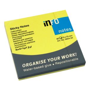 Самозалепващи листчета Info Notes неон - 75х75mm, 80л.