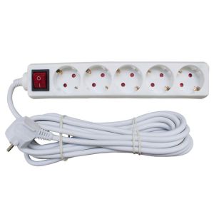 Разклонител с 5 гнезда - с ключ, 5m