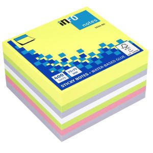 Самозалепващи листчета Info Notes Микс неон -  75х75mm - 400л.
