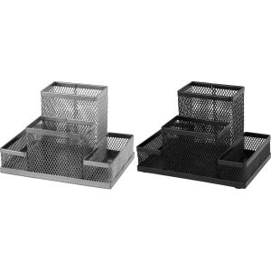 Органайзер за бюро от метална мрежа Axent - бял, сребрист, черен