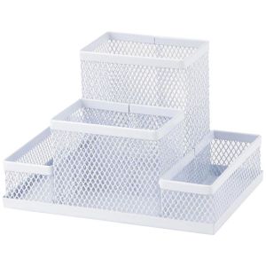 Органайзер за бюро от метална мрежа Axent - бял, сребрист, черен