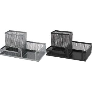 Органайзер за бюро от метална мрежа Axent - бял, сребрист, черен