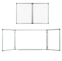 Тройна бяла дъска Bi-Office с алуминиева рамка 120x180/120x360см - немагнитна