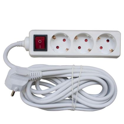 Разклонител с 3 гнезда - с ключ, 5m