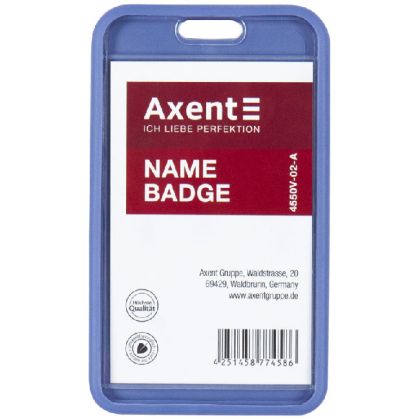 Висящ бадж Axent SoftTouch вертикален 65x110мм - син, черен