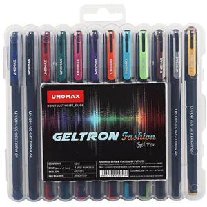 Комплект цветни химикалки Geltron Fashion Gel Unomax - 0.6мм, 12 цвята
