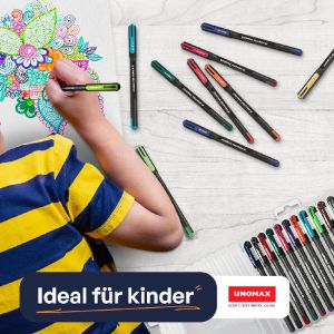 Комплект цветни химикалки Geltron Fashion Gel Unomax - 0.6мм, 12 цвята