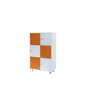 Шкаф Dale - ПДЧ, 6 отделения, бяло и оранжево