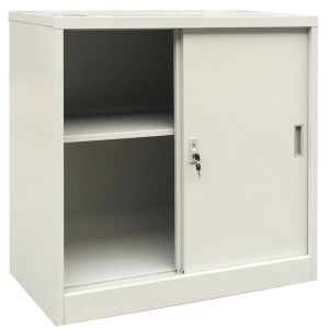 Нисък метален офис шкаф с плъзгащи врати - 90х40х90см