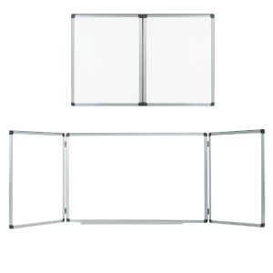 Тройна бяла дъска Bi-Office с алуминиева рамка 120x180/120x360см - немагнитна