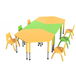 Модулна регулируема двойна ученическа маса - трапец