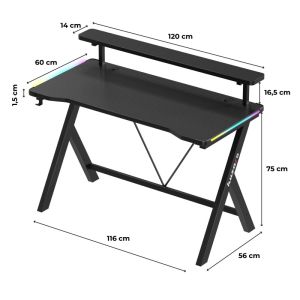 Геймърско бюро Hero 1.9 RGB, 120см