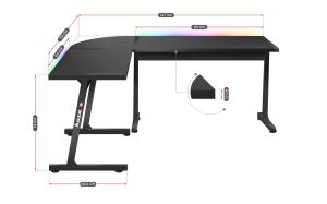 Геймърско бюро Hero 6.0 RGB, 147см