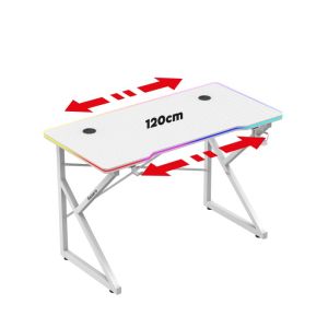 Геймърско бюро Hero 1.7 RGB, 120см, бял