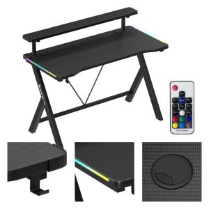 Геймърско бюро Hero 1.9 RGB, 120см, черен