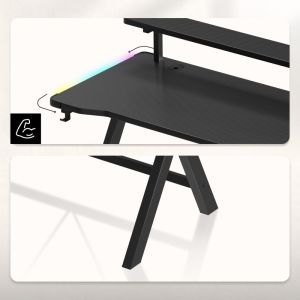 Геймърско бюро Hero 1.9 RGB, 120см, черен