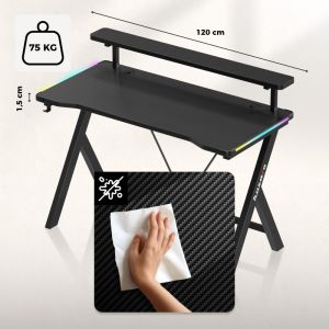Геймърско бюро Hero 1.9 RGB, 120см, черен