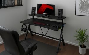 Геймърско бюро Hero 1.9 RGB, 120см, черен
