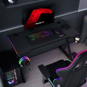 Геймърско бюро Hero 2.3 RGB, 120см, черен