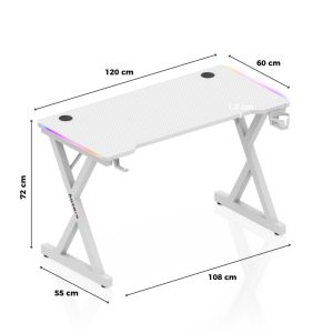 Геймърско бюро Hero 2.3 RGB, 120см, бял