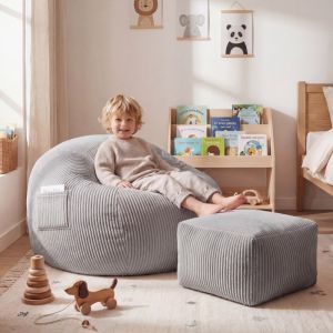 Фотьойл-пуф Comfy 3.0 с поставка за крака - сив
