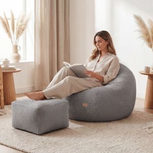 Фотьойл-пуф Comfy 3.0 с поставка за крака - сив