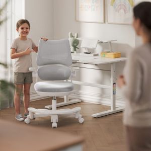 Детски стол за бюро Junior 5.7 с поставка за крака - сив