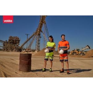 VL BRAHMA. Двуцветна работна тениска тип „орлово око“ (140 г/м²), от полиестер (100%)